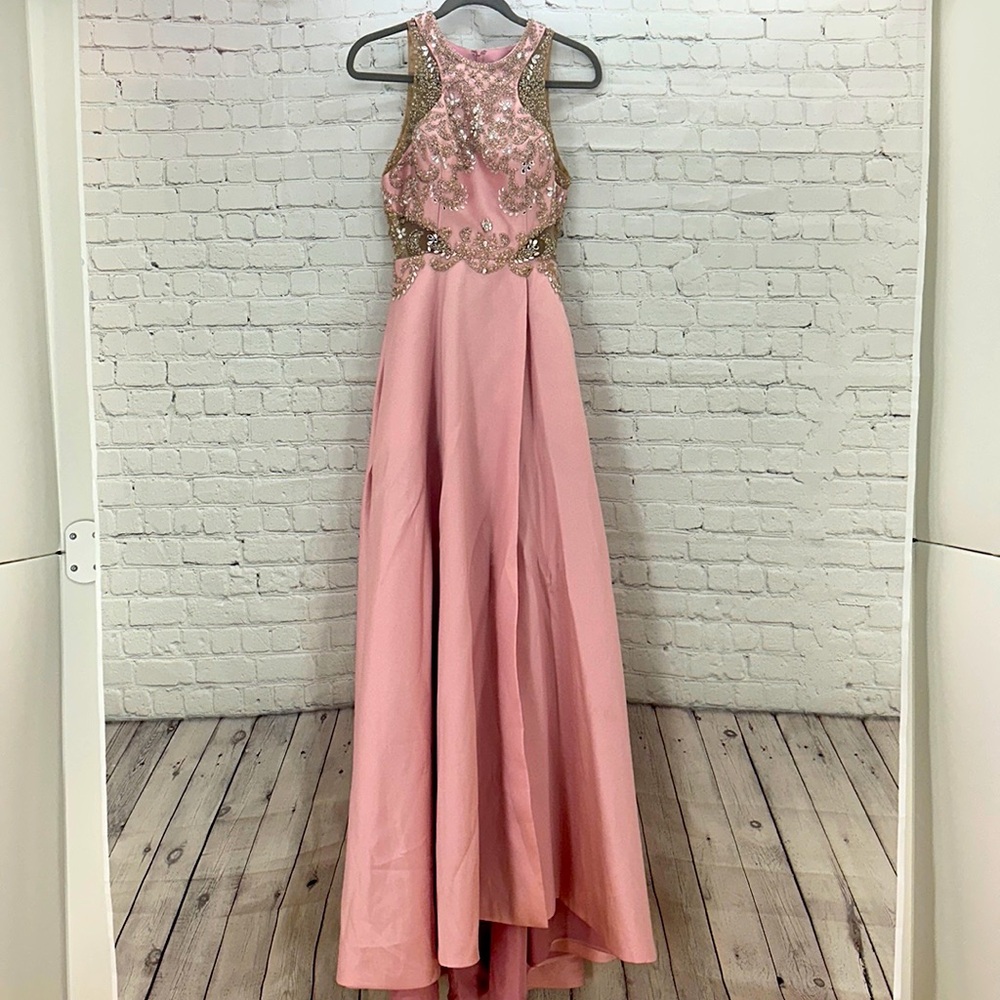Rachel Allan Exclusive Fun Fashion Romper Dress over skirt‎ Blush Pink size 6